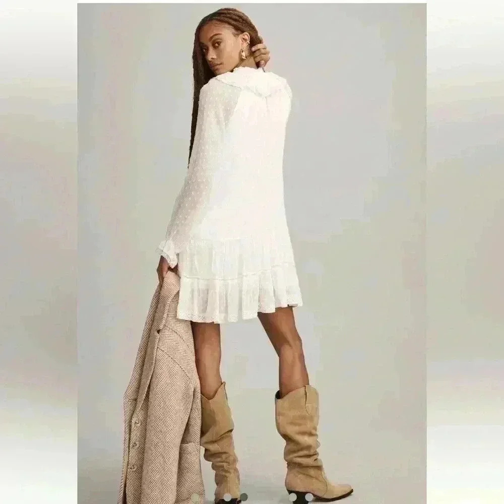 By Anthropologie Long-Sleeve V-Neck
Ruffled Tunic Dress Size Small - Picture 4 of 13